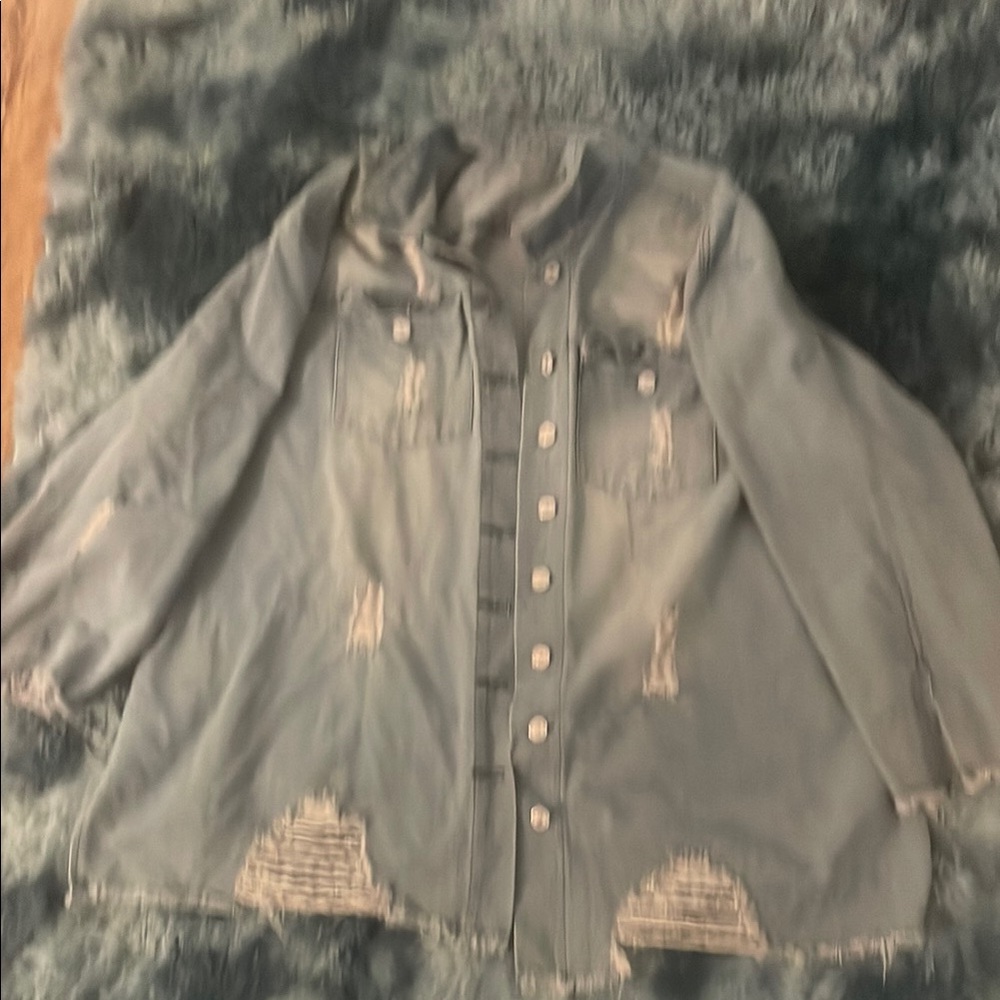 Distressed Button-Up Jacket